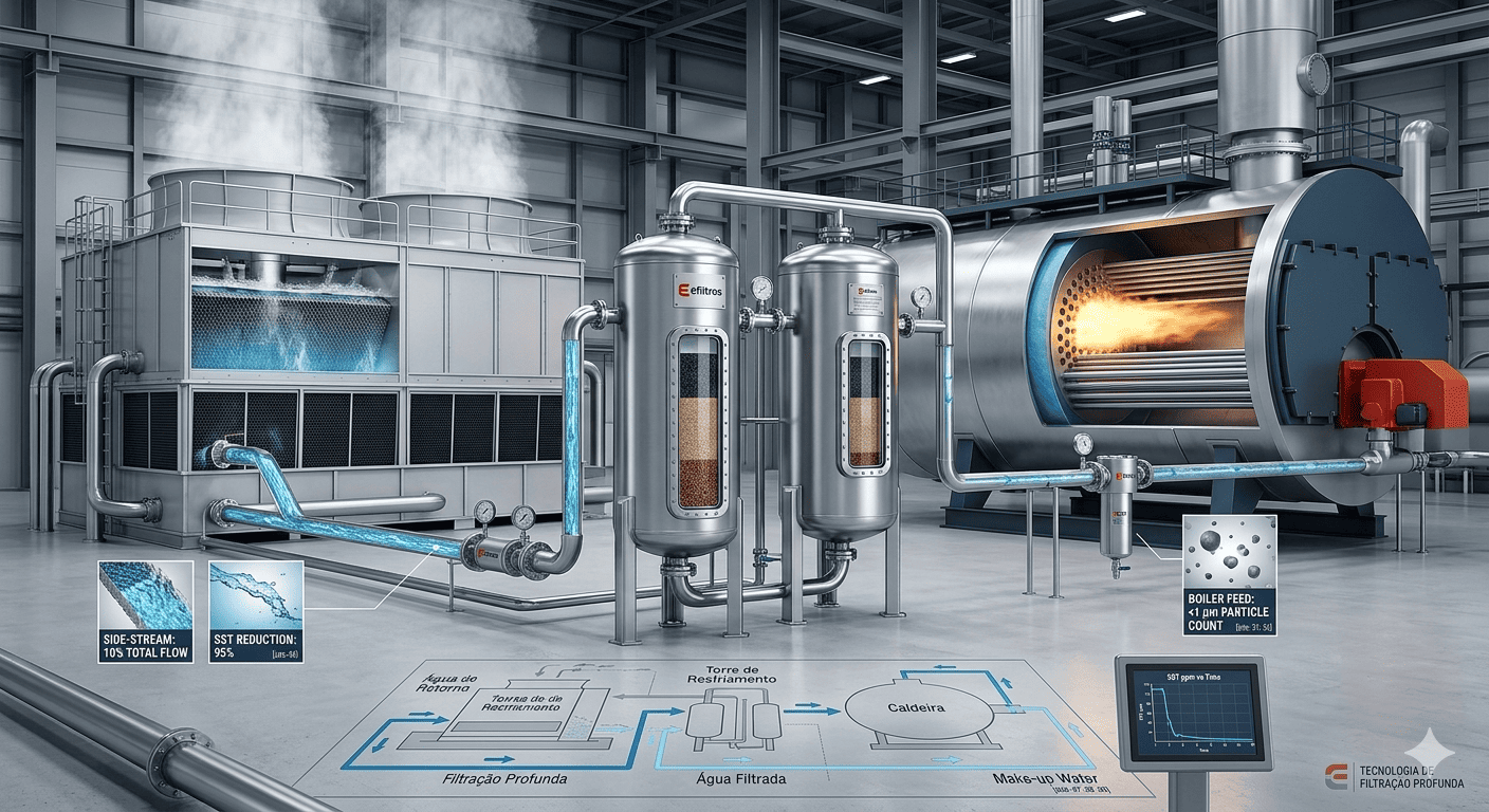Tratamento de Água de Processo Industrial: Tecnologias de Filtragem Profunda para Proteção de Torres de Resfriamento e Caldeiras
